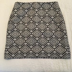 JCrew black and white jacquard mini skirt